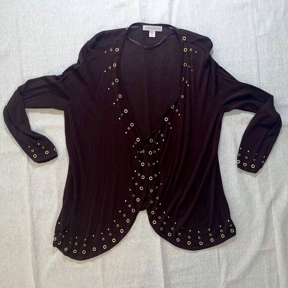 Laura Ashley | Brown Studded  Accented Cardigan | PXL - Picture 1 of 7